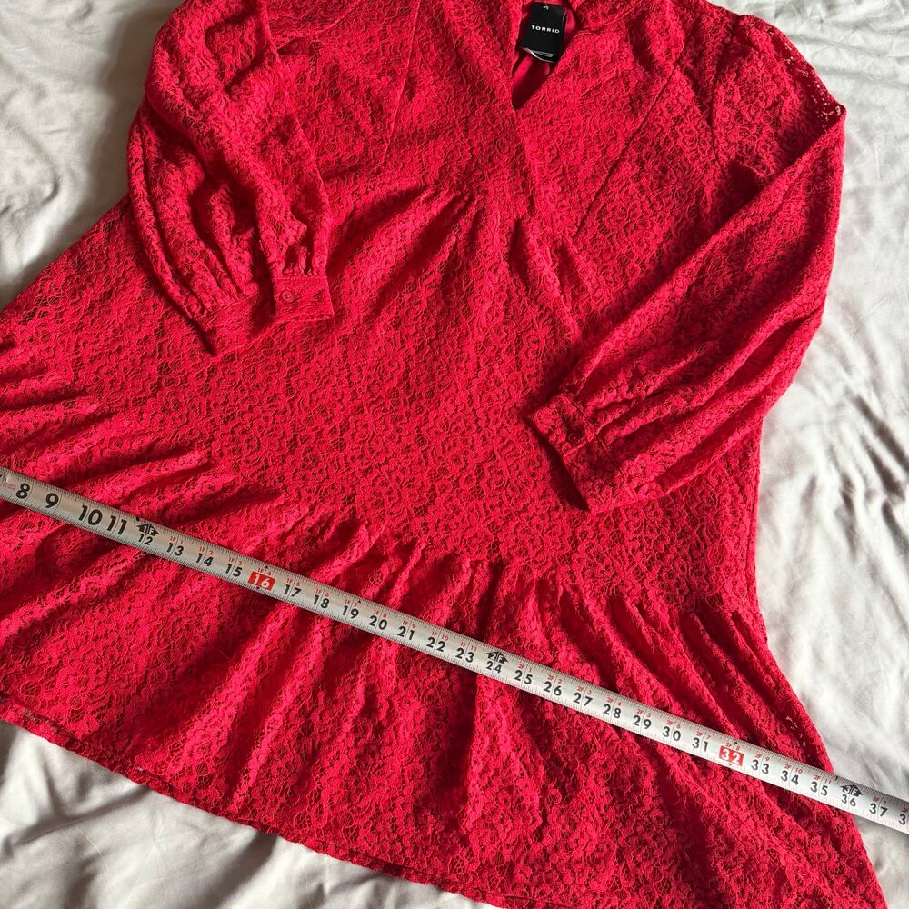 Torrid Belle Isle Red Lace Fit & Flare Dress Women's Size 0 Large 12 NWT - Picture 13 of 14